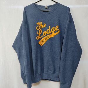 The Lodge Chicago Heather Blue Crewneck Sweatshirt Mens XL Historic Dive Bar D